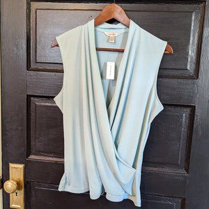 Light Blue Banana Republic Sleeveless Wrap Top, L